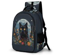 WECECE Students Black Cat Bookbag Age 10-16 Girls School Backpack Boys Animal Kitten Rucksack for Year 7-10, Lightweight Durable for Outdoor Travel and Hiking