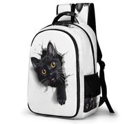 WECECE Students Black Cat School Backpack 7-12 Years Boys Animal Kitten Back pack Girls 13.3 Inch Laptop Rucksack, Modern Stylish for Year 4-8 and Outdoor Travel and Spring Trip