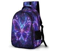 WECECE Students Butterfly Motif Bookbag 10-16 Years Boys Butterfly Print Daypack Girls 15.6 Inch Laptop Rucksack, Lightweight Durable for Primary School and Back to School Gift and Daily Use