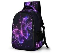 WECECE Students Butterfly Motif School Bag Ages 7-12, Girls Daypack, Boys Colourful 3D Print Rucksack for Junior School, Stylish and Durable for Daily Use Travel and Hiking