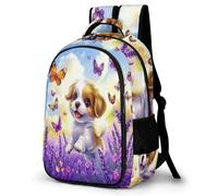 WECECE Students Butterfly Puppy Bookbag Primary Years Boys Cute Dog School Backpack Age 7-11 and 13 Year Olds Girls Bookbag, Stylish Durable for School Trips and Outdoor