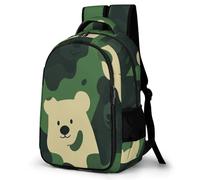WECECE Students Camouflage Bear Design Back pack Year 7-10, Boys Girls Camo Backpack 10-16 Years, 13.3 Inch Laptop Rucksack, Lightweight and Durable for Autumn Outing and Travel