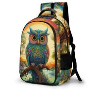 WECECE Students Colourful Bird Motif School Backpack Ages 8-12 and 14 Year Olds Girls Rucksack Boys Owl Bookbag for School Years 4-8, Lightweight Durable for Spring Outing and Autumn Trip