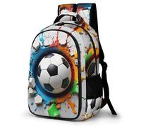 WECECE Students Colourful Football Bookbag 8-14 Years Girls Backpack Boys Soccer Back pack for Secondary Years, Lightweight and Durable for Autumn Outing and Travel