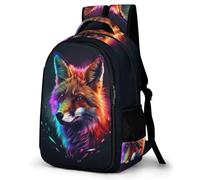 WECECE Students Colourful Fox Design Bookbag Age 7-11, Boys Animal Daypack, Girls 14 Inch Laptop Backpack, Fashion School Bag for Junior School and Spring Outing and Autumn Trip