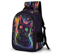 WECECE Students Colourful Kitten School Bag Ages 7-12, Girls Daypack, Boys Animal Cat Motif Rucksack for Junior School, Stylish and Durable for Daily Use Travel and Hiking
