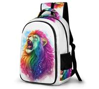 WECECE Students Colourful Lion Bookbag Age 10-16 Girls Refrigerator Door School Backpack Boys Animal Lion Rucksack for Year 7-10 Lightweight Durable for Outdoor Travel and Hiking