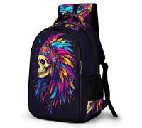 WECECE Students Colourful Skeleton Bookbag 8-14 Years, Girls Backpack, Boys Skull Pattern Back pack for Secondary Years, Lightweight and Durable for Autumn Outing and Travel