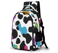 WECECE Students Cow Motif School Backpack Year 7-10 Boys Colourful Rucksack Ages 8-12 and 14 Year Olds Girls Rucksack, Modern Stylish for School Trips and Outdoor