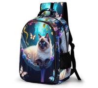 WECECE Students Cute Cat Bookbag Age 7-11 Boys Kitten Daypack Girls 14 Inch Laptop Backpack, Fashion School Bag for Junior School and Spring Outing and Autumn Trip