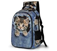 WECECE Students Cute Kitten Rucksack Primary Years Boys Cat 3D Print Back pack Ages 8-12 and 14 Year Olds Girls Backpack, Stylish and Durable for Birthday Gift and Back to School