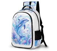 WECECE Students Dolphin Bookbag 7-11 Years with Age 13 Girls Backpack, Boys Sea Creatures Bookbag for Junior School Lightweight Durable for Autumn Outing and Travel