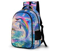 WECECE Students Dolphin Pattern Bookbag Primary Years Boys Girls Sea Creatures Backpack Age 8-14 Rucksack, Stylish and Durable for Spring Outing Autumn Trip