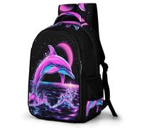 WECECE Students Dolphin Pattern School Backpack Age 10-16, Girls Rucksack, Boys Marine Life School Bag for Primary to Secondary, Stylish Durable for Daily Use Travel and Hiking
