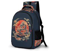 WECECE Students Dragon Chinese Style Bookbag Ages 10-15 Boys Dragon School Bag Girls 11.6 Inch Laptop Rucksack, Fashion Backpack for Secondary School and Outdoor Travel and Spring Trip