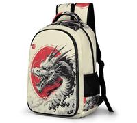 WECECE Students Dragon Design Back pack Year 7-10, Boys Girls Chinese Style Backpack 10-16 Years, 13.3 Inch Laptop Rucksack, Lightweight and Durable for Autumn Outing and Travel