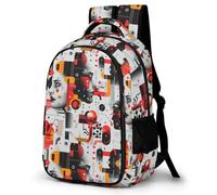 WECECE Students Face Graffiti Art Bookbag Age 10-16 Girls Refrigerator Door School Backpack Boys Abstract Rucksack for Year 7-10 Lightweight Durable for Outdoor Travel and Hiking
