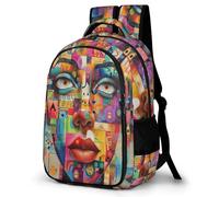 WECECE Students Face Graffiti Art Fashion Backpack Boys Girls Secondary School Years 7-10 Cool Durable Abstract Back pack for Outdoor Use Birthday Gift 15.6 Inch Laptop Backpack