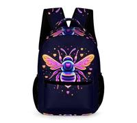 WECECE Students for Boys and Girls Bee Motif Bookbag 7-13 Years Heart Shape Backpack Primary School Years 2-4 Lightweight Durable Rucksack Daily Items Bottle Outdoor Day Trips