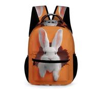 WECECE Students for Boys Cute Rabbit Motif School Bag 8-12 Years Animal Bunny Backpack for Girls Year 6 Lightweight Rucksack Books Bottle Umbrella Outdoor Day Trips