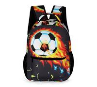 WECECE Students for Boys Fire Football Rucksack 10-13 Years Soccer School Backpack for Girls Primary School Year 4 Durable Daily Bookbag Books Water Bottle Spring Outing Travel
