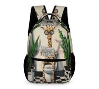 WECECE Students for Boys Funny Giraffe Rucksack 10-13 Years Animal School Backpack for Girls Primary School Year 4 Durable Daily Bookbag Books Water Bottle Spring Outing Travel
