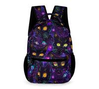 WECECE Students for Boys Kitten Bookbag 10-13 Years Animal Black Cat School Bag for Girls Primary Year 2 Lightweight Printed Backpack Books Water Bottle Autumn Trip Daily Use