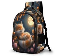 WECECE Students Fox Moon Printed Bookbag Primary to Secondary, Boys Animal Bookbag Ages 8-12 and 14 Year Olds, Girls Backpack, Modern Stylish for Back to School Gift and Daily Use