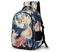 WECECE Students Fox Moon Printed Rucksack Primary Years Boys Animal Design Back pack Ages 8-12 and 14 Year Olds Girls Backpack, Stylish and Durable for Birthday Gift and Back to School