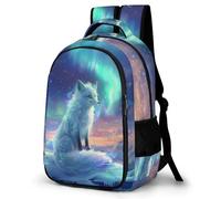 WECECE Students Fox Print Rucksack Primary Years, Boys Animal Aurora Back pack Ages 8-12 and 14 Year Olds, Girls Backpack, Stylish and Durable for Birthday Gift and Back to School