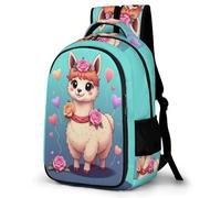 WECECE Students Funny Alpaca Motif Bookbag Age 7-11 Boys Animal Llama Daypack Girls 14 Inch Laptop Backpack, Fashion School Bag for Junior School and Spring Outing and Autumn Trip
