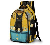 WECECE Students Funny Cat Back pack Junior School Boys Black Kitten Back pack Ages 8-12 and 14 Year Olds Girls Backpack, Fashion Backpack for School Travel and Outdoor