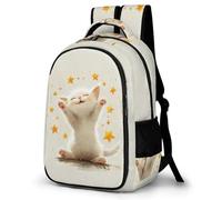 WECECE Students Funny Cat School Bag Ages 7-12 Girls Daypack Boys Animal Kitten Rucksack for Junior School, Stylish and Durable for Daily Use Travel and Hiking