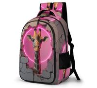 WECECE Students Funny Giraffe Motif Bookbag Age 10-16 Girls Refrigerator Door School Backpack Boys Animal Rucksack for Year 7-10 Lightweight Durable for Outdoor Travel and Hiking
