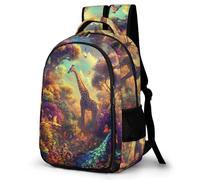 WECECE Students Giraffe Design Bookbag Primary Years, Boys Peacock Pattern Back pack Ages 10-15, Girls School Bag, Lightweight and Durable for Birthday Gift and Back to School