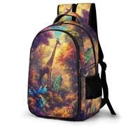 WECECE Students Giraffe Pattern Daypack Ages 10-15, Girls School Backpack, Boys Animal Peacock Back pack for Primary Years, Fashion School Bag for Travel Outdoor and Day Trips