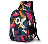 WECECE Students Graffiti School Bag Ages 7-12 Girls Daypack Boys Colourful Motif Rucksack for Junior School, Stylish and Durable for Daily Use Travel and Hiking