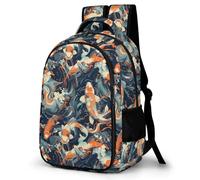 WECECE Students Japanese Koi Fish Bookbag Age 7-11, Boys Koi Carp Daypack, Girls 14 Inch Laptop Backpack, Fashion School Bag for Junior School and Spring Outing and Autumn Trip