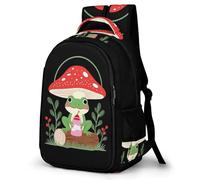WECECE Students Kawaii Frog School Backpack 7-12 Years Boys Mushroom Animal Back pack Girls 13.3 Inch Laptop Rucksack, Modern Stylish for Year 4-8 and Outdoor Travel and Spring Trip