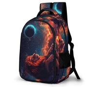 WECECE Students Lion Motif School Backpack Year 7-10, Boys Animal Illustration Rucksack Ages 8-12 and 14 Year Olds, Girls Rucksack, Modern Stylish for School Trips and Outdoor