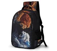 WECECE Students Lion Print Backpack Year 5-9 Boys Girls Animal Pattern Bookbag 7-12 Years 14 Inch Laptop Backpack Refrigerator Door Trendy Durable for Travel Outdoor and Day Trips