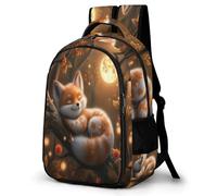 WECECE Students Moon Fox Printed School Backpack 7-12 Years, Boys Animal Back pack, Girls 13.3 Inch Laptop Rucksack, Modern Stylish for Year 4-8 and Outdoor Travel and Spring Trip