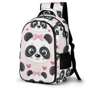 WECECE Students Pandas Bookbag 8-14 Years Girls Backpack Boys Animal Panda Back pack for Secondary Years, Lightweight and Durable for Autumn Outing and Travel