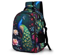 WECECE Students Peacock Backpack Ages 9-13 Boys Animal Peacock Rucksack Girls 13.3 Inch Laptop Rucksack, Lightweight and Durable for School Years 5-9 and Back to School Gift and Daily Use