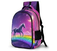 WECECE Students Rainbows Horse Fashion Backpack Boys Girls Secondary School Years 7-10 Cool Durable Animal Horse Back pack for Outdoor Use Birthday Gift 15.6 Inch Laptop Backpack