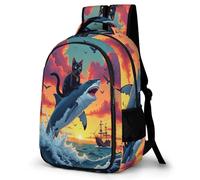 WECECE Students Shark Pattern Back pack Junior School Boys Ocean Creature Back pack Ages 8-12 and 14 Year Olds Girls Backpack, Fashion Backpack for School Travel and Outdoor
