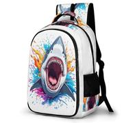 WECECE Students Shark Pattern Backpack Year 5-9 Boys Girls Marine Life Bookbag 7-12 Years 14 Inch Laptop Backpack Refrigerator Door Trendy Durable for Travel Outdoor and Day Trips