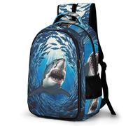 WECECE Students Shark Pattern Bookbag Primary to Secondary Boys Marine Animal Bookbag Ages 8-12 and 14 Year Olds Girls Backpack, Modern Stylish for Back to School Gift and Daily Use