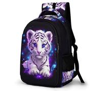 WECECE Students Tiger Illustration Bookbag Primary Years Boys Animal Back pack Ages 10-15 Girls School Bag, Lightweight and Durable for Birthday Gift and Back to School
