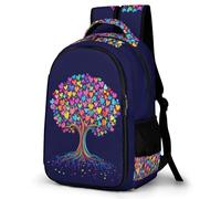 WECECE Students Tree of Hearts School Bag Ages 7-12, Girls Daypack, Boys Colourful Botanical Rucksack for Junior School, Stylish and Durable for Daily Use Travel and Hiking